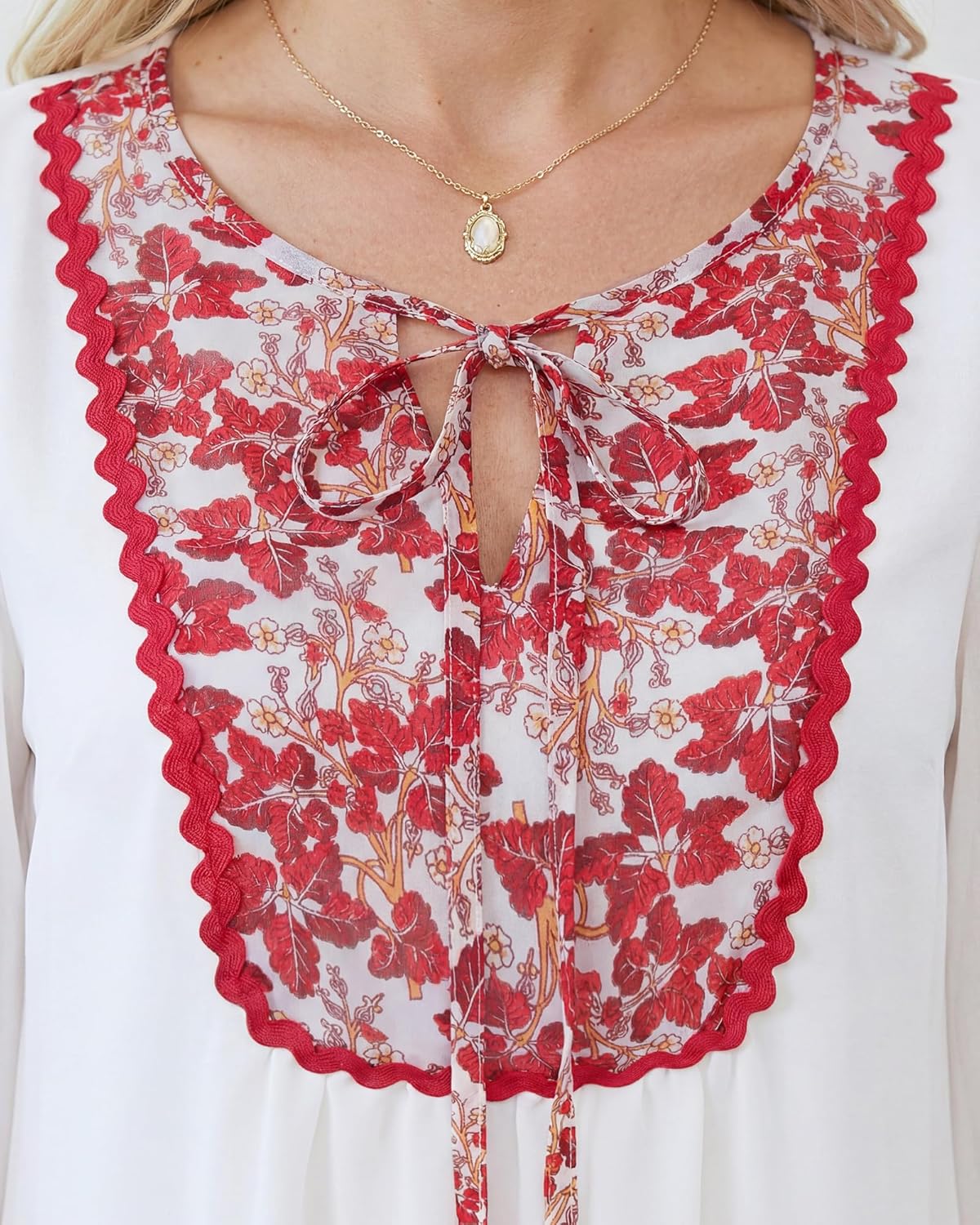 Lotusmile Womens Blouses Dressy Casual 3/4 Sleeve Tops Ruffle Floral V Neck Chiffon Trendy Work Shirts - Image 8