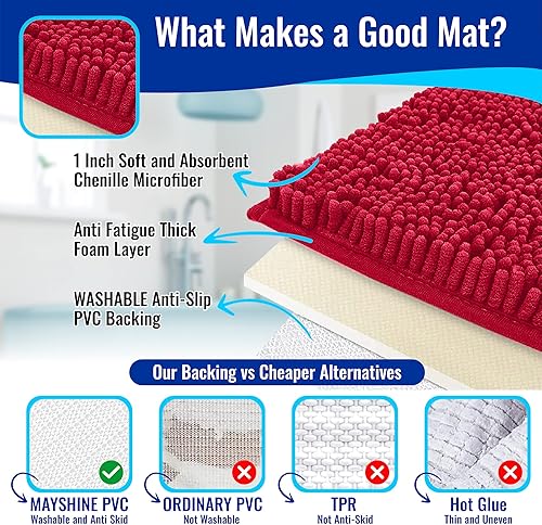 Miniatura 3 de Tapete de baño de felpilla suave, tapete de microfibra absorbente, lavable a máquina, antideslizante y secado rápido, para baño, ducha, habitación o