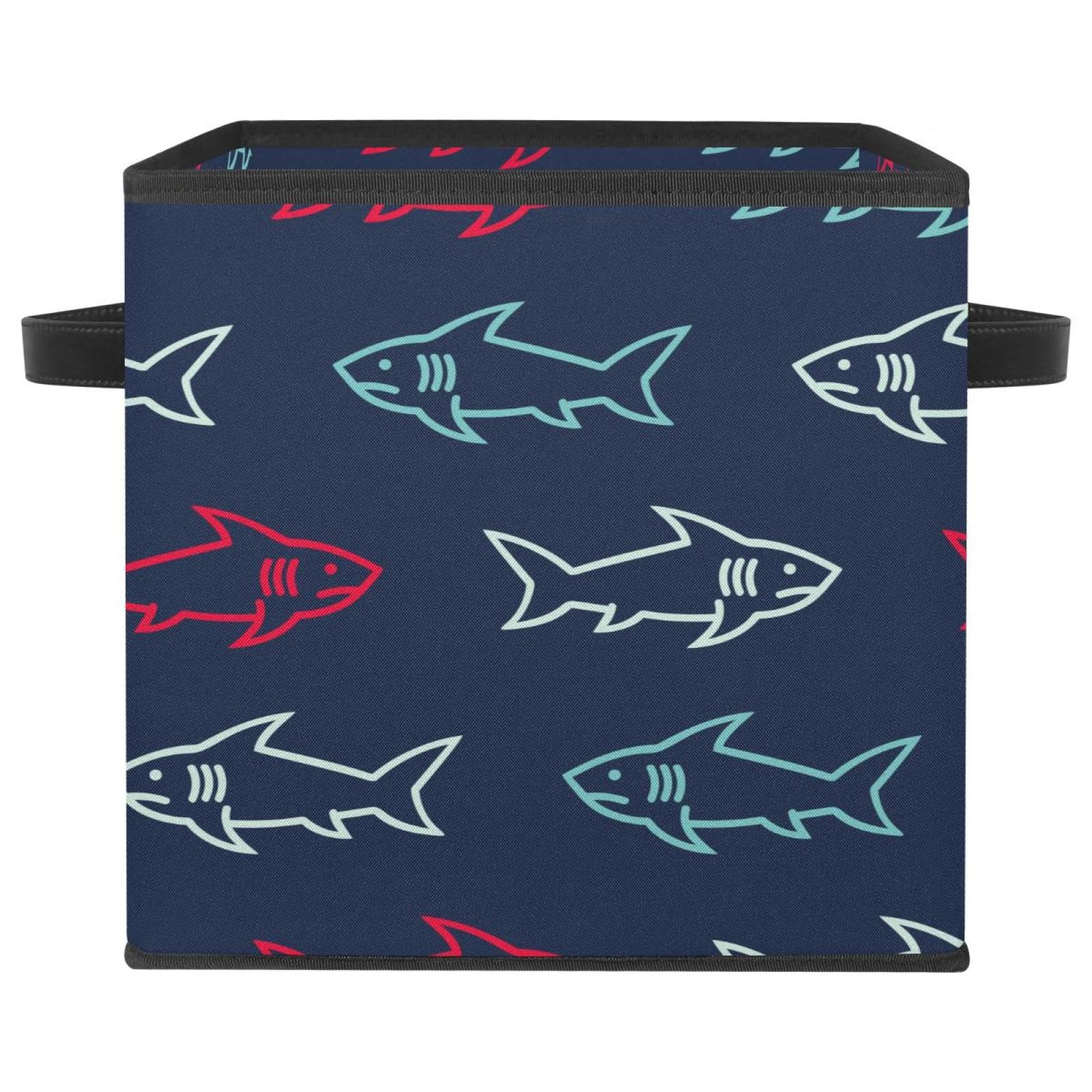 Boîte de rangement pliable en tissu requin bleu pour chambre d'enfant