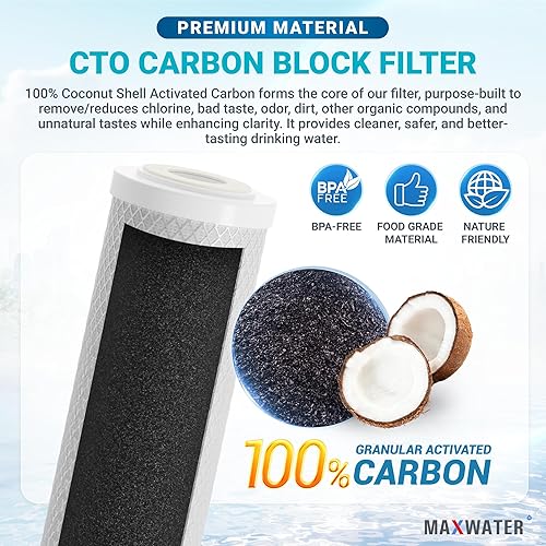 Miniatura 9 de Reemplazo del filtro de agua CTO de bloque de carbón activado, filtro de 5 micras, filtro de 10 pulgadas, sistema de ósmosis inversa y debajo del