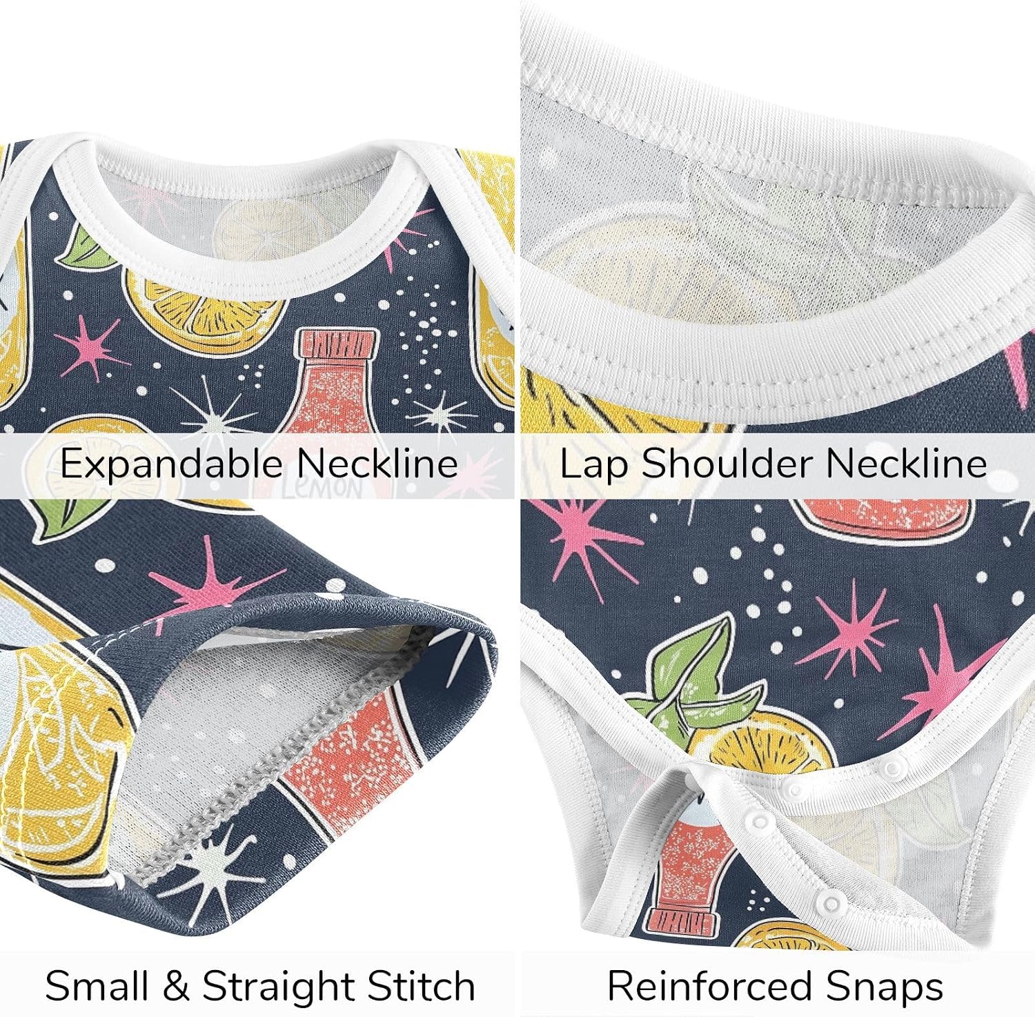vvfelixl Baby Clothes Lemon Juice Baby Bodysuits Set Unisex Short Sleeve Babys Pants Sets 0-3M