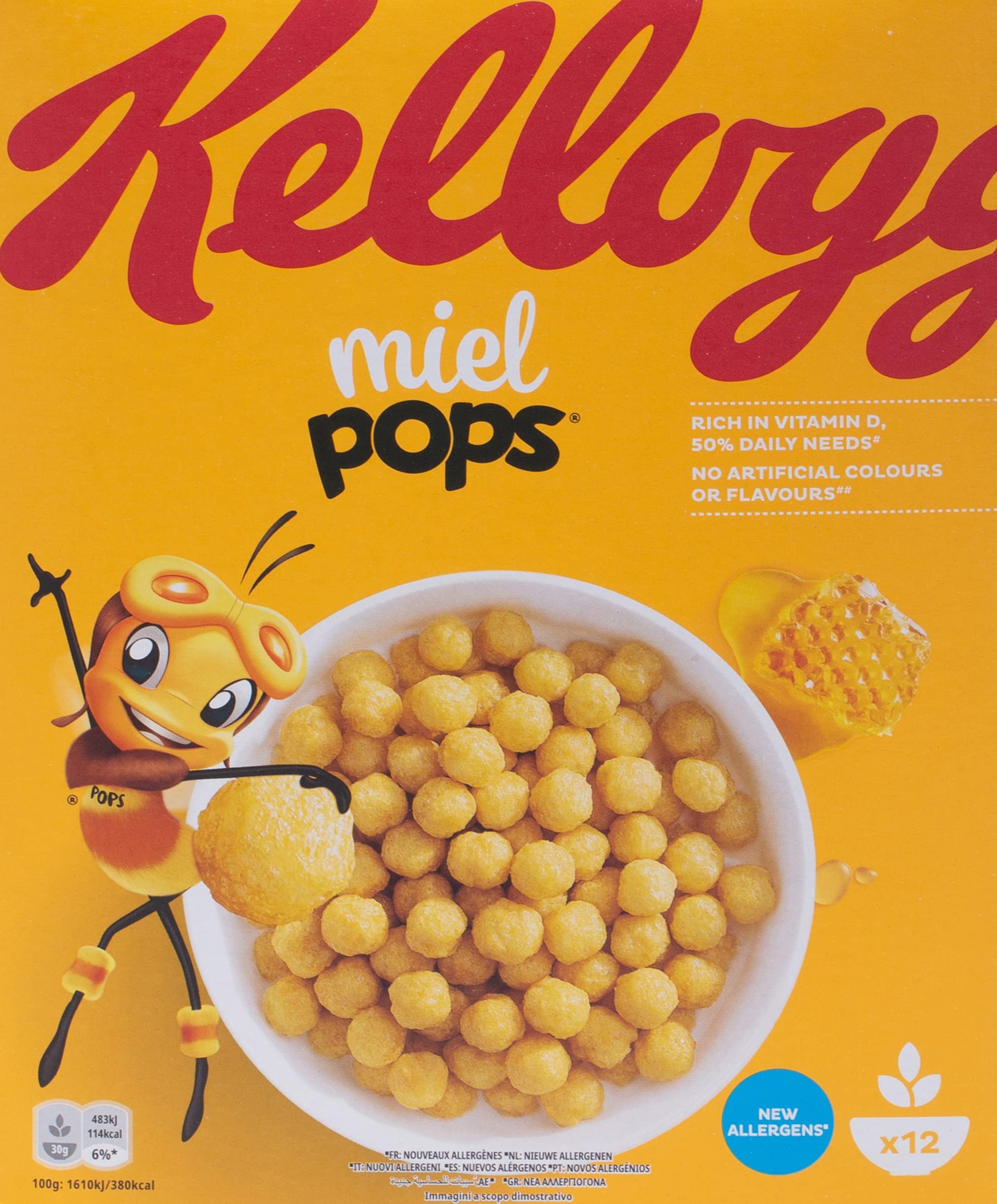 Honey Pops Loops Original Breakfast Cerial Kelloggs 375G