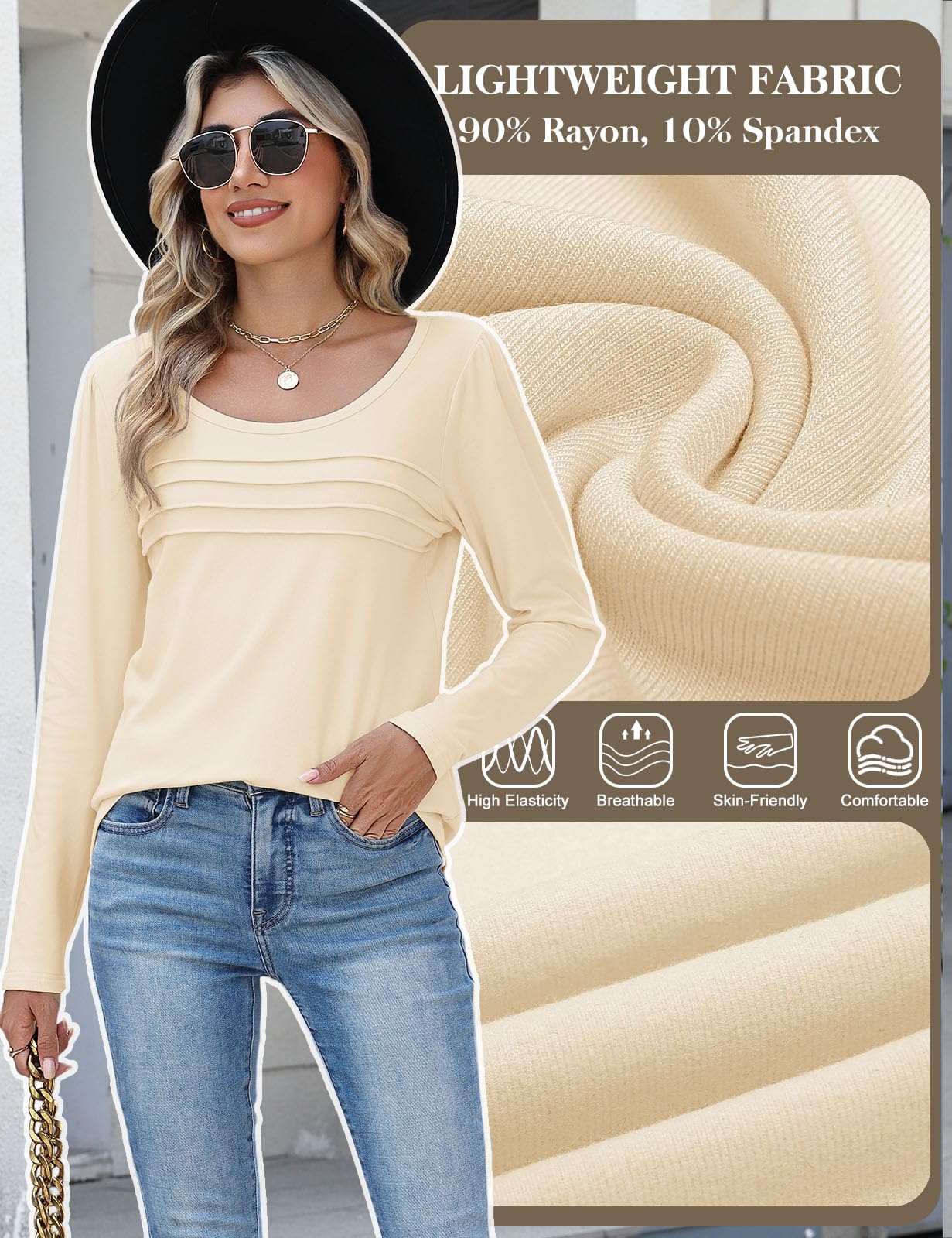 CMTOP Maglia Donna Manica Lunga Maglietta Termica Foderati in Pile Maglietta Girocollo a Maniche Lunghe Top Elegante a Pieghe Camicia Casual Autunno Invernali