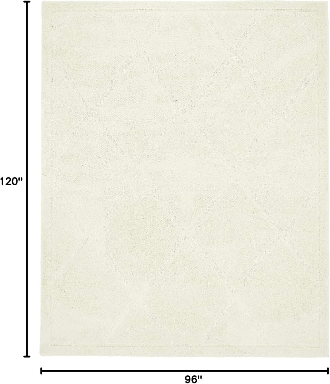 Rugs.com Lattice Shag Collection Rug – 8' x 10' Ivory Shag Rug Perfect for Living Rooms, Large Dining Rooms, Open Floorplans