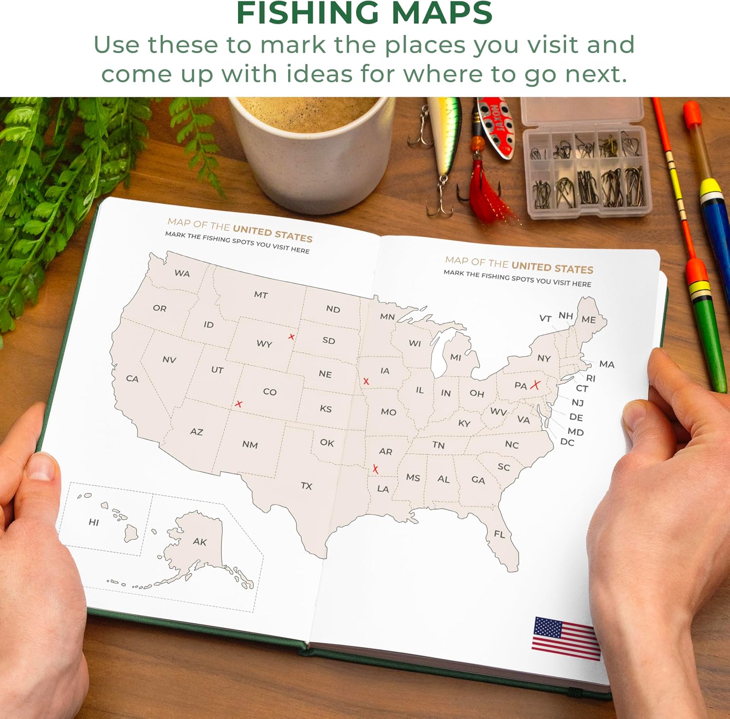 Clever Fox Fishing Log Book, Journal for Fishermen & Kids, Dark Green image 4