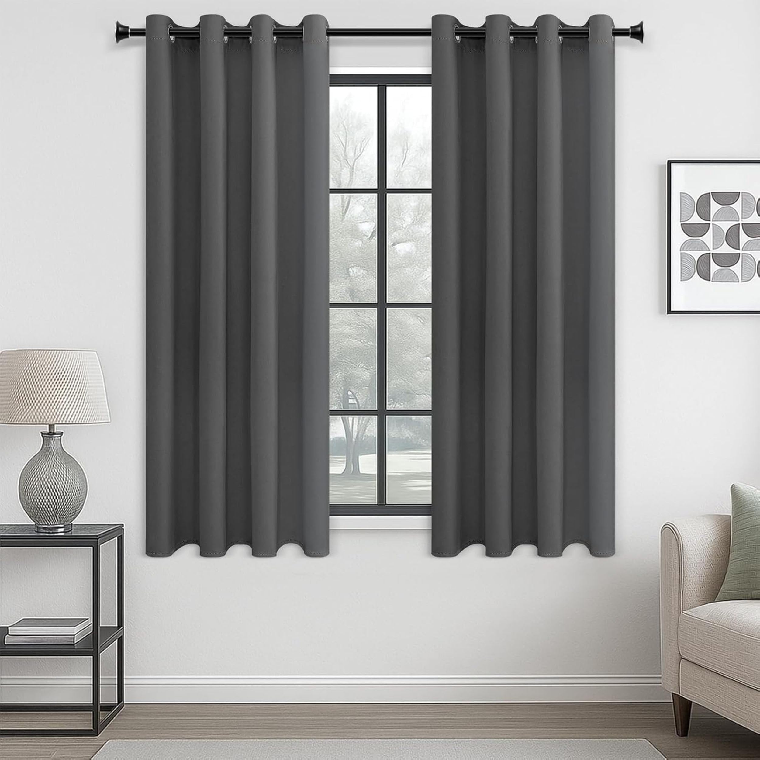 Galaxy Home Decor Premium Blackout Curtain for Window 4 Feet | Thermal Insulated Modern Window Curtain with Rings for Living Room & Bedroom | Pack of 1,Grey-image-6