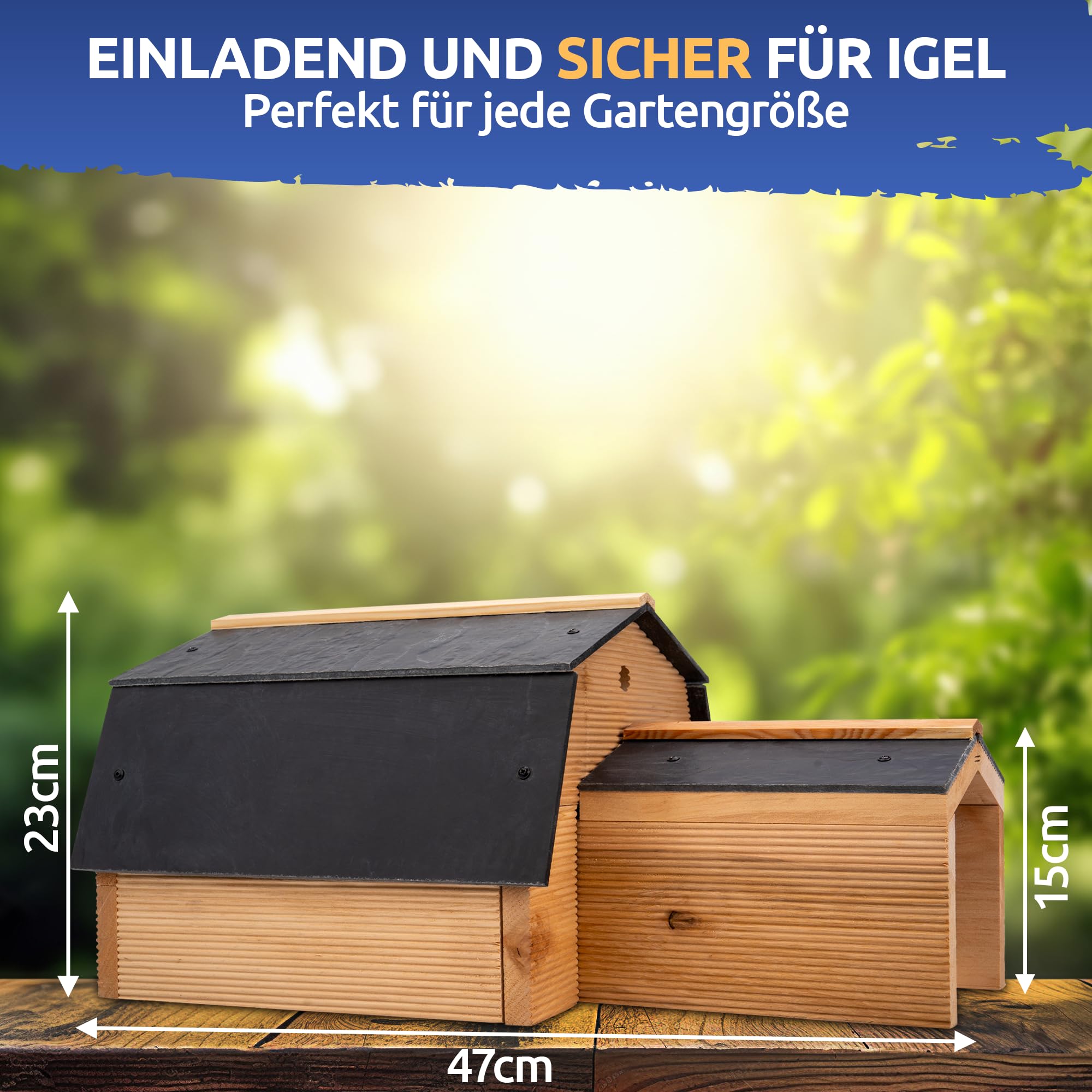 STAHLMANN® Igelhaus Winterfest[Made IN EU ] – Premium Igelfutterhaus (Made in Europe) – Hochwertiges Igelhaus & Schlafhaus – Igelhotel, Futterhaus & Igelhöhle