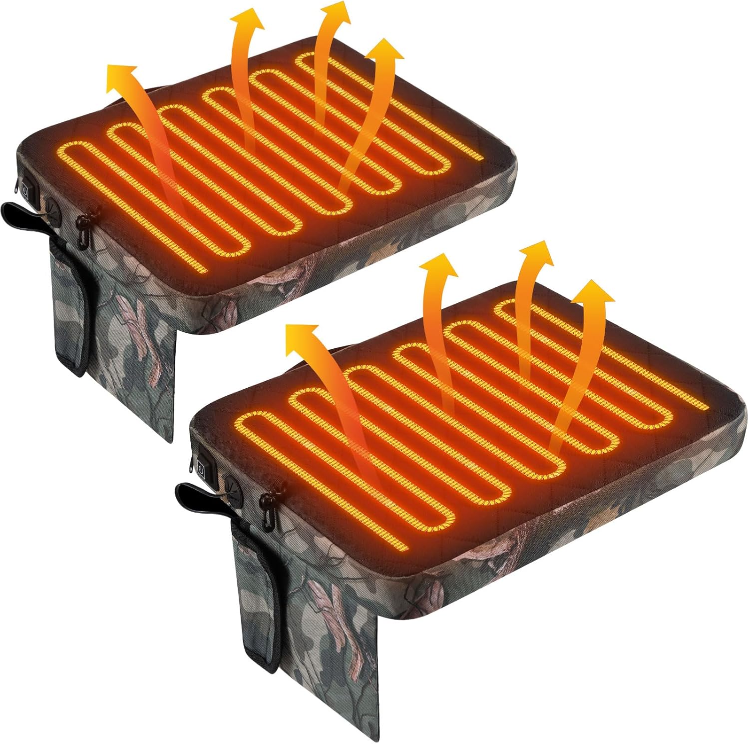 2 Pcs Heated Hunting Seat Cushion, 3 Mode Adjustable Hunting Heated Chair Pad, USB Portable Foldable Warm Heating Seat Pads, Indoor, Outdoor, Stadium, No Power Bank