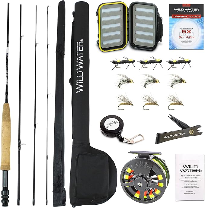 Wild Water Standard Fly Fishing Combo Starter Kit, 5 or 6