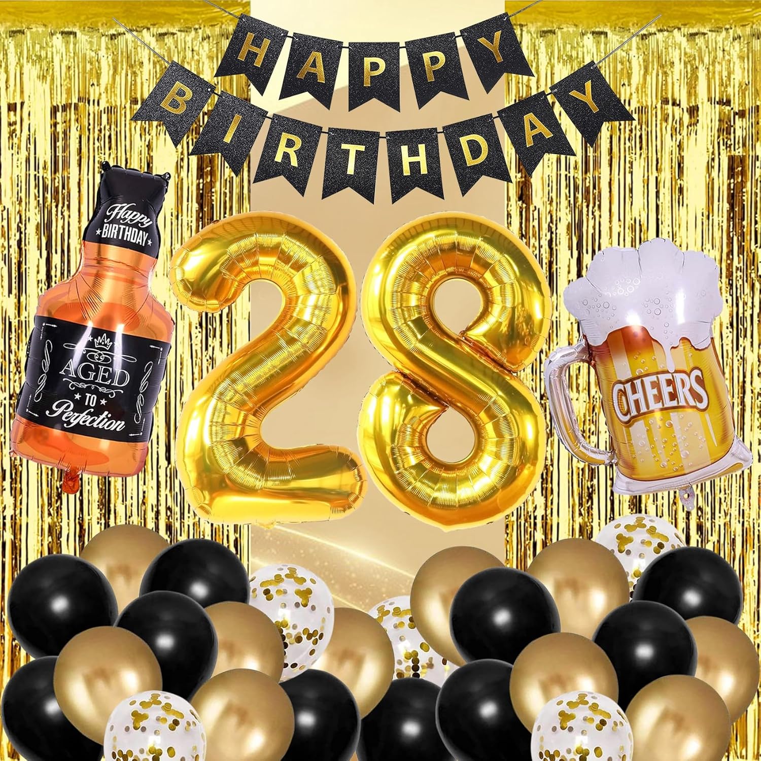 ROTASLOG 28th Birthday Decorations For Men: 32pcs, Gold, Party Balloons, Birthday Decor, Men's, 28th Birthday - Image 2
