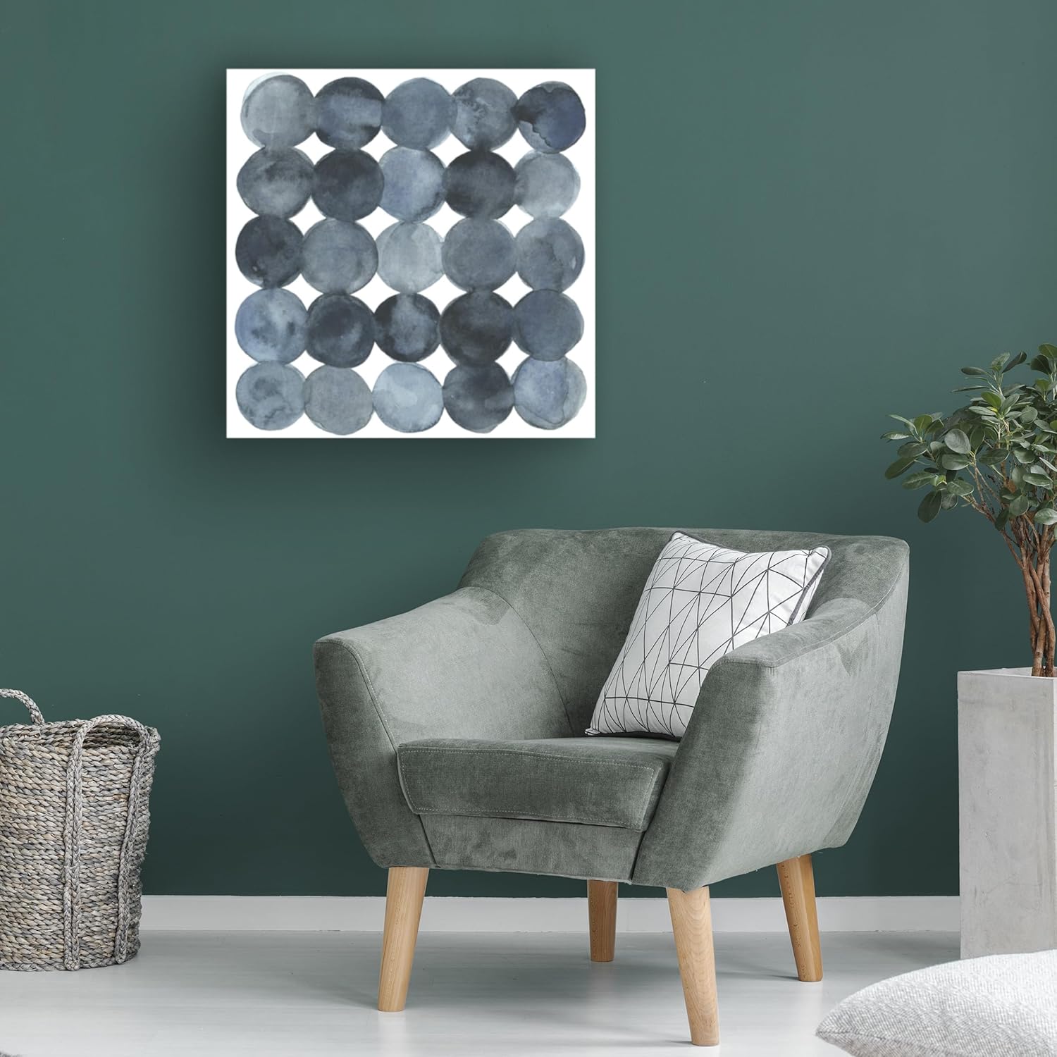 Wrapped Canvas Wall Art - Emma Scarvey 'Blue Grey Density II' Wall Art for Living Room, Bedroom, or Office Décor - 18x18