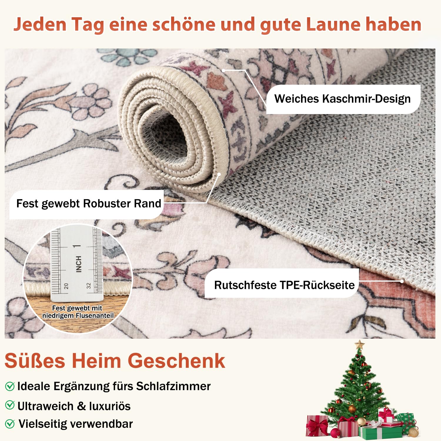 MAST DOO Boho Teppiche 160 x 230 cm Weich Waschbar rutschfest Schlafzimmer Esszimmer Küche Orientalisch Vintage