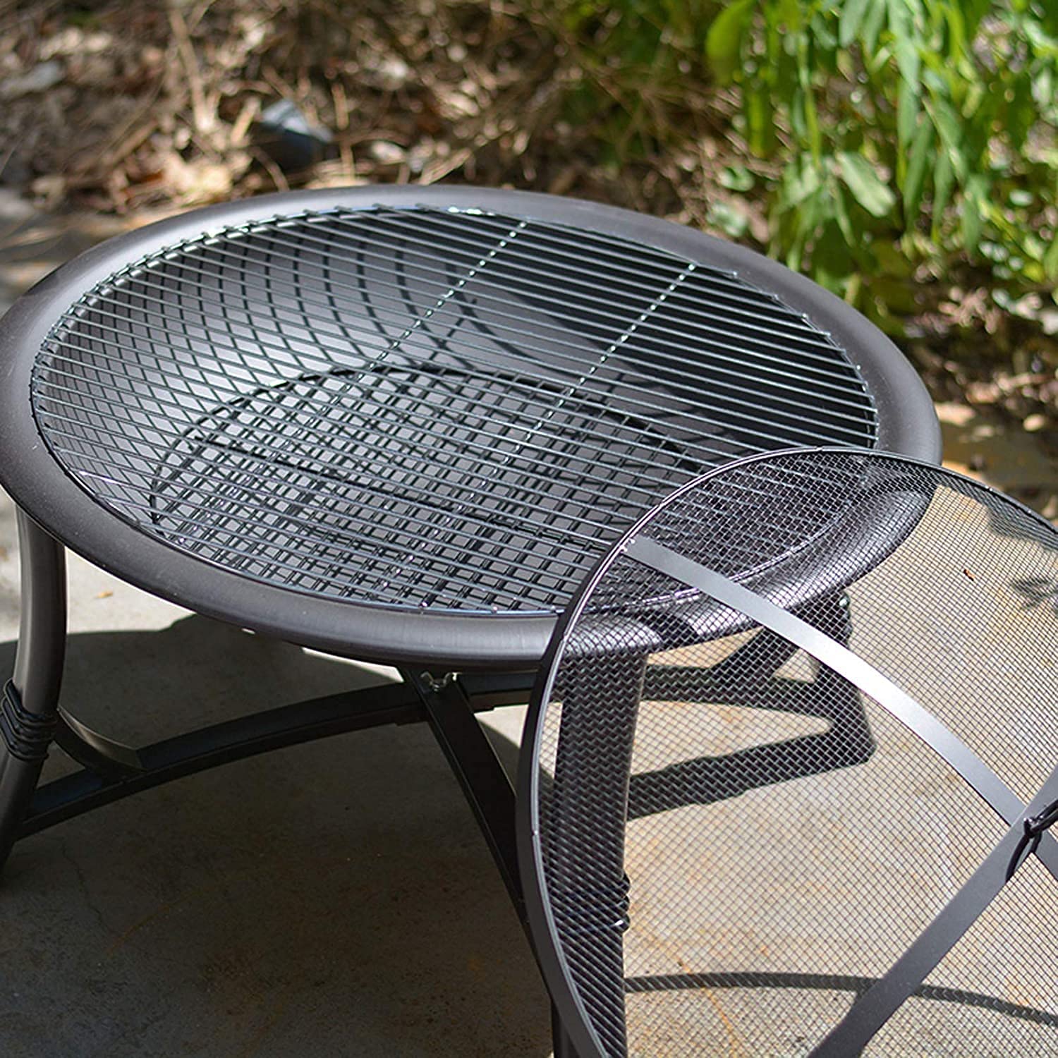Mesa para Fogatas para Exterior, Fogata para Leña, Mesa Multifuncional para Fogatas, Redonda con Cubierta de Pantalla de Chispa para Acampar, Calefacción, Fogatas, Barbacoa 66cm