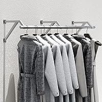 Vista 5 de Perchero flotante de tubería industrial para ropa, estante de ropa montado en la pared, barra de ropa creativa de acero inoxidable resistente, barra