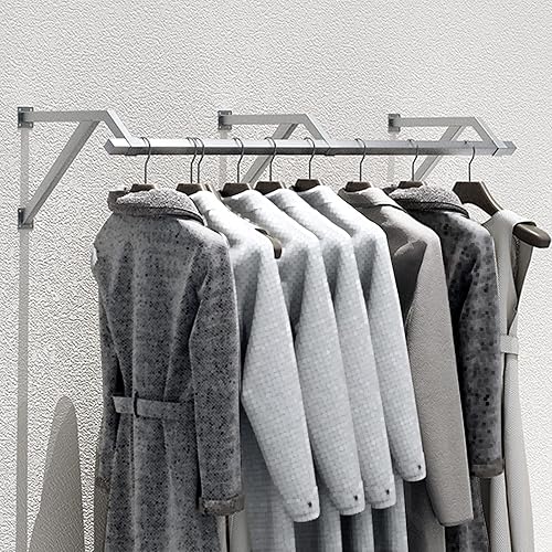 Miniatura 5 de Perchero flotante de tubería industrial para ropa, estante de ropa montado en la pared, barra de ropa creativa de acero inoxidable resistente, barra