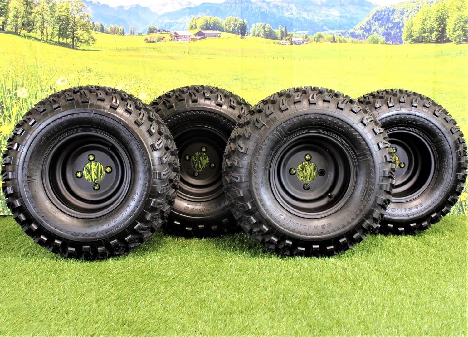 (Set of 4) 22x11.00-10 with 10x7 Tires and Matte Black Rims for Golf Cart | Tire and Wheel Combo | Compatible with EZGO, Yamaha, Club Car and other Brands - Antego Tire & Wheel | USA BASED