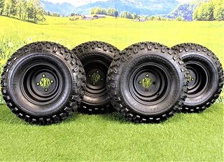 22x11.00-10 with 10x7 Matte Black Wheels for Golf Cart (Set of 4)