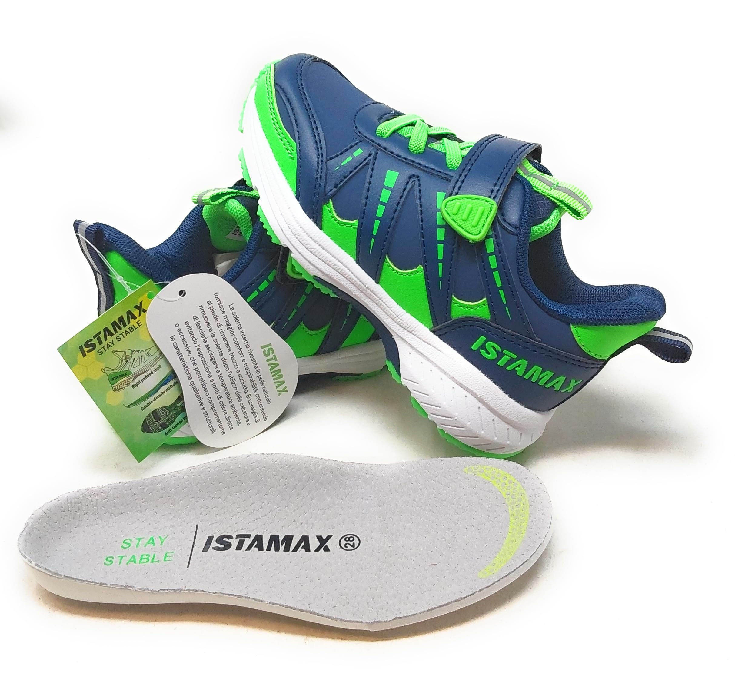 Scarpe Bambino IMAA3819 Blu Verde a Strappo antipronazione e antitorsione Soletta Estraibile