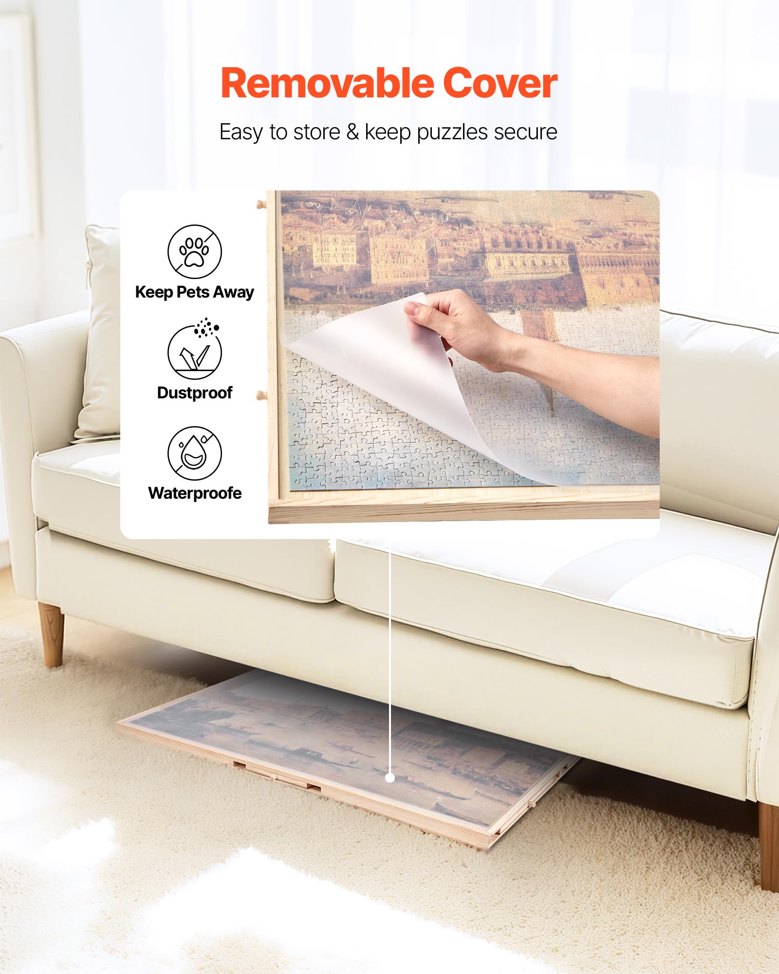 VEVOR Tavolo per Puzzle 1020 x 745 mm da 2000 Pezzi, Set da Tavolo per Puzzle Standard Portatili in Legno con 5 Cassetti e Coperchio, Anello di Base Rotante a 360° per Adulti, Facile da Riporre