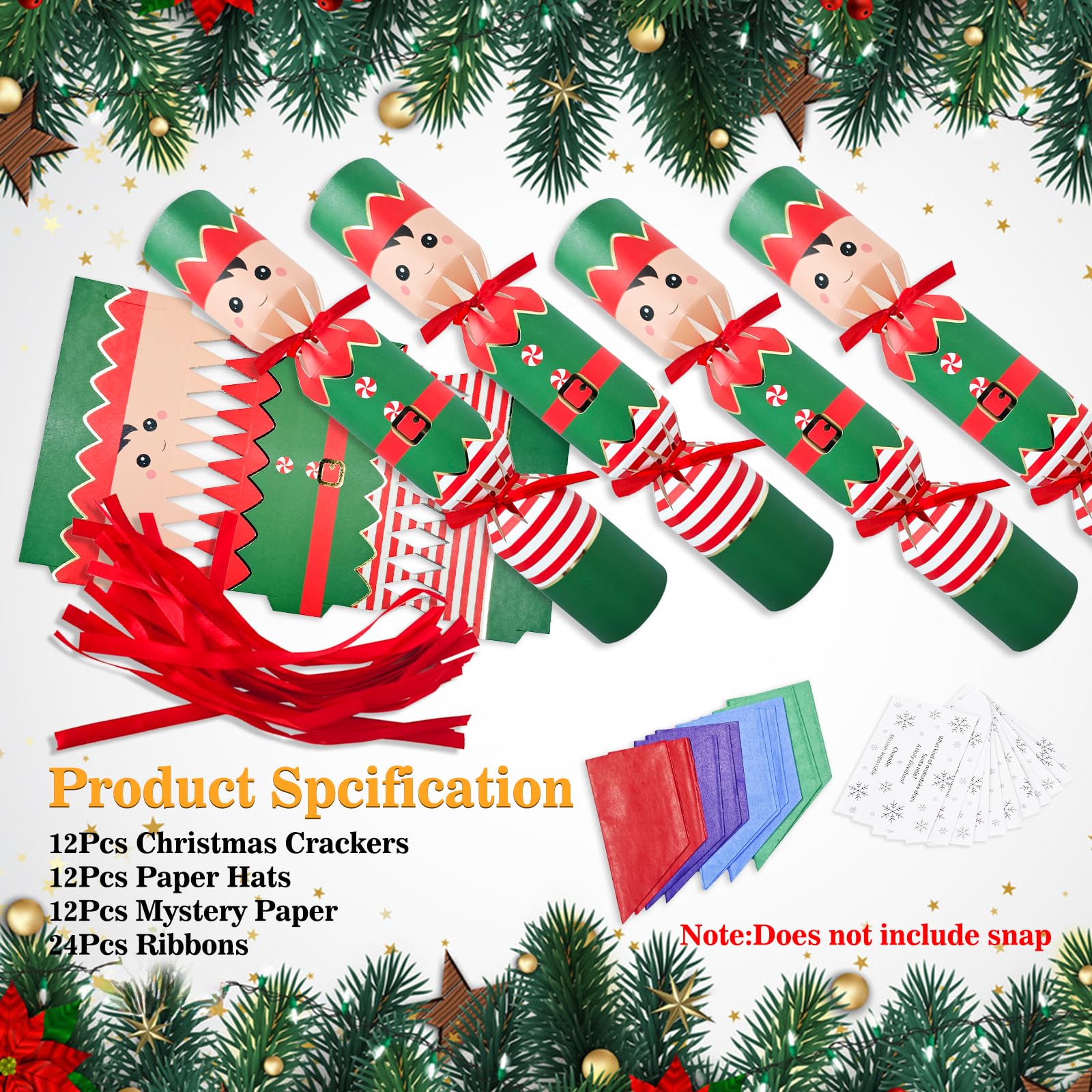 sesameless 12 Packs Christmas Crackers, Make Your Own Christmas Crackers - Image 2