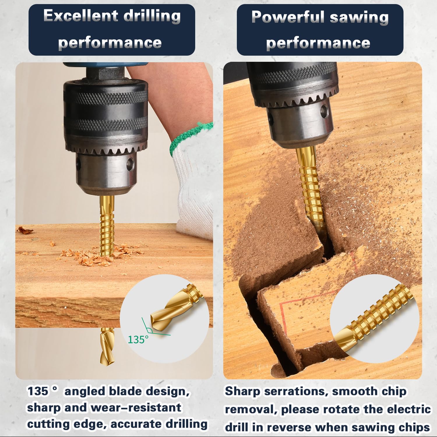 Step Drill Bit Set 7 Piece Titanium Coated with Automatic Center Punch Short Length Double Cutting Blades High-Speed Steel Covering 29 Sizes Complete with Aluminum Case