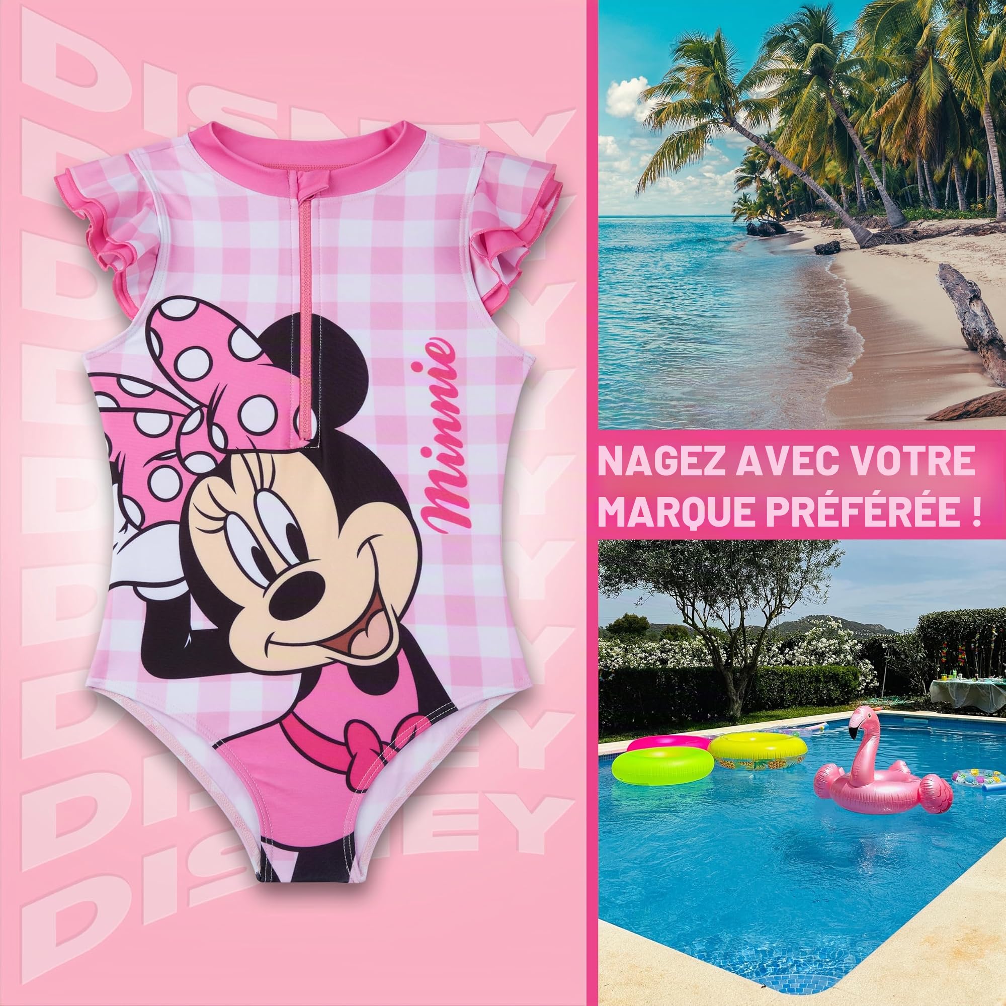 Disney Reine des Neiges | Peppa Pig | Minnie Mouse Maillot de Bain Fille, Maillot de Bain 1 Piece Fermeture Eclair, Cadeau Fille