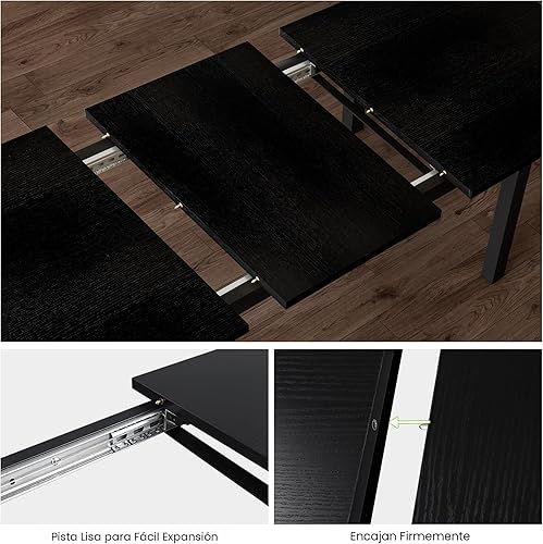 Miniatura 5 de Feonase Juego de mesa de comedor de 5 piezas para 4-8 personas, juego de mesa de cocina grande extensible de 63 pulgadas con 2 bancos y 2 taburetes