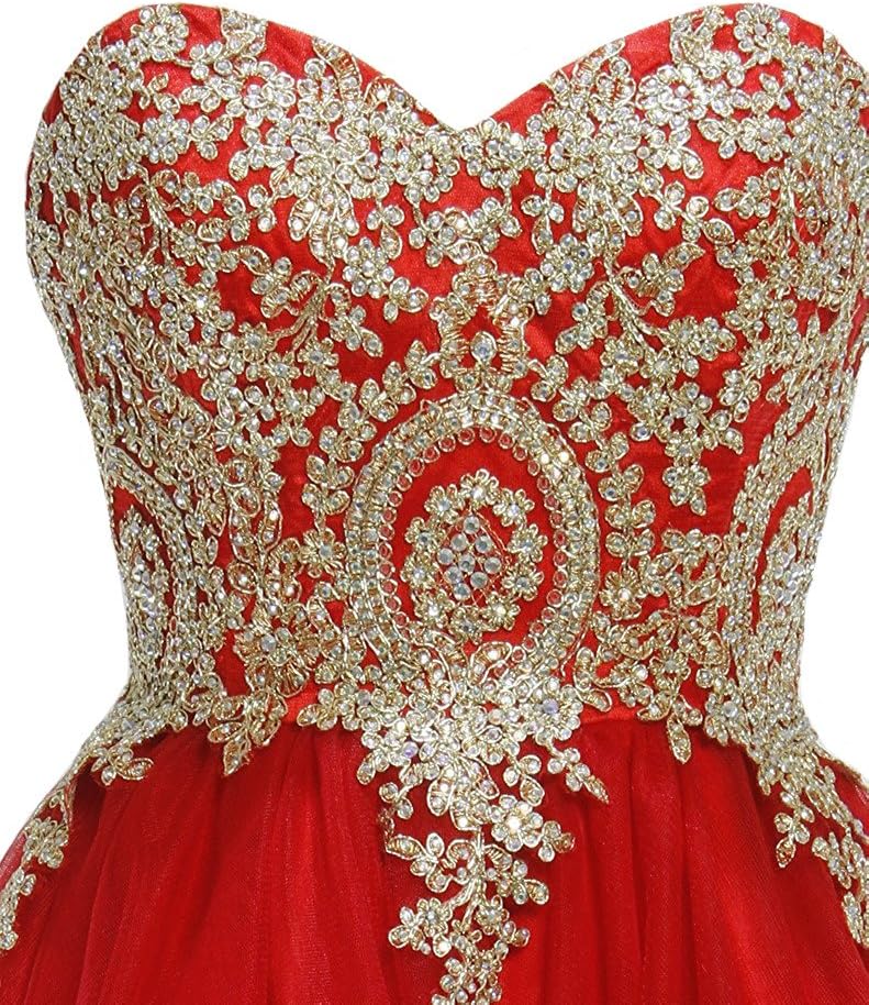 Lemai Short Tulle Gold Lace Crystals Corset Prom Homecoming Cocktail Dresses