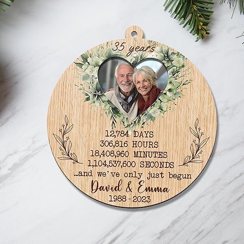 Miniatura 6 de V VIBEPY Adornos personalizados para parejas, adorno de aniversario 2023, 3.5 pulgadas, adornos de 3 capas, decoraciones de 35 aniversario,