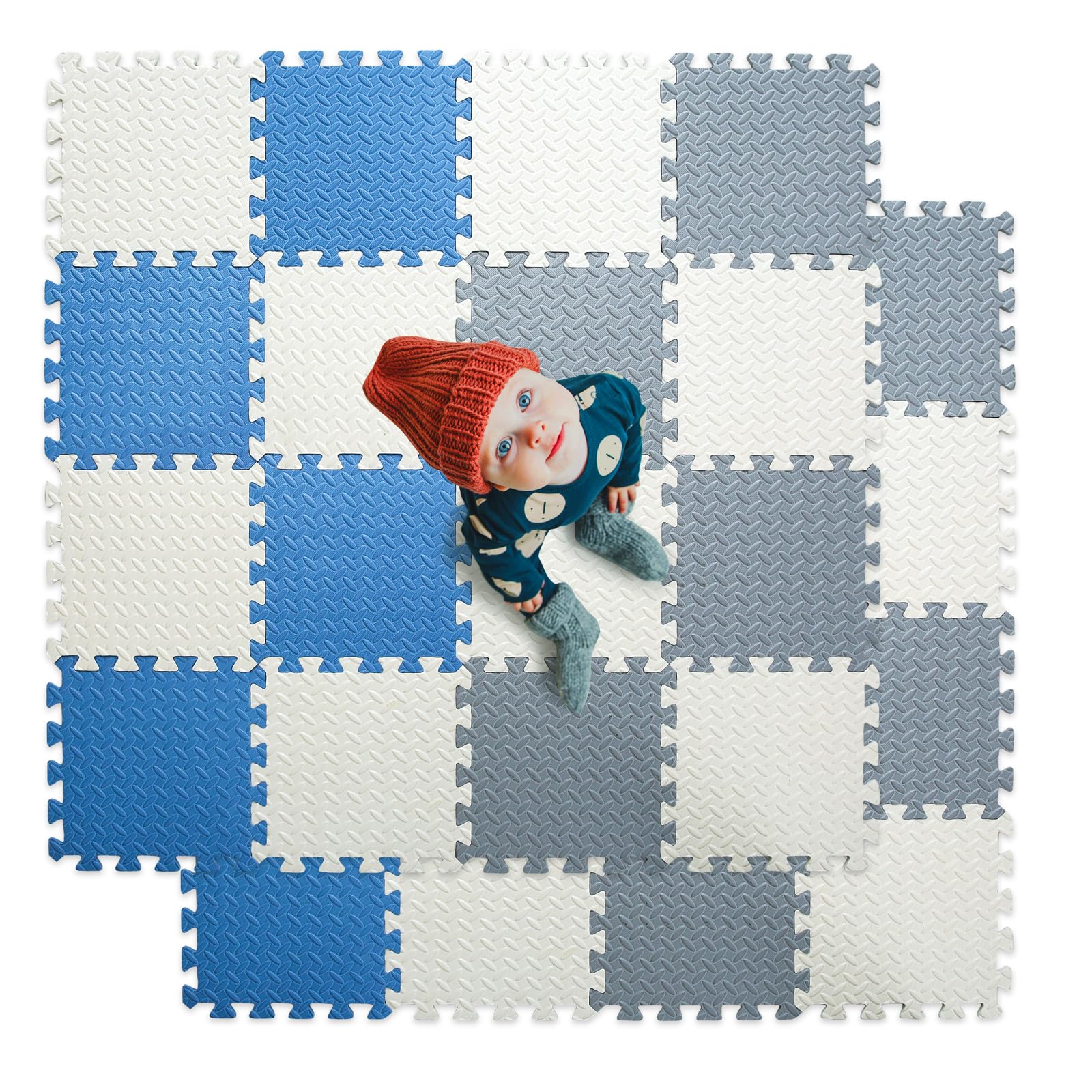 Tamiplay Foam Floor Mats for Kids, 12 x 12 Inch 16 Tiles 0.4" Thickness Foam Play Mat, Non-Toxic Square Interlocking Floor Mats Rubber Baby Play Mat
