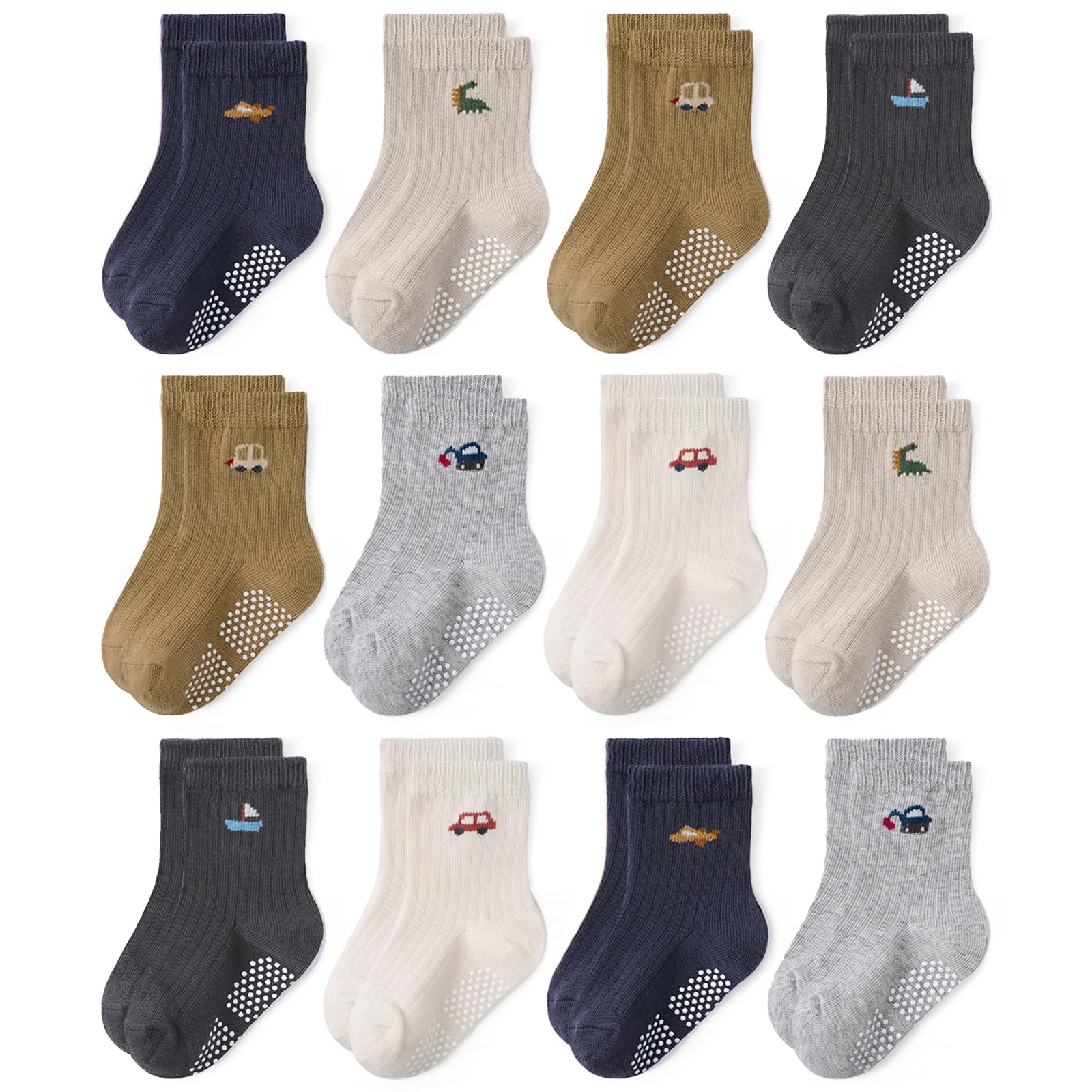 Baby Toddler Essentials Non-Slip Crew Socks for Unisex Boys Girls