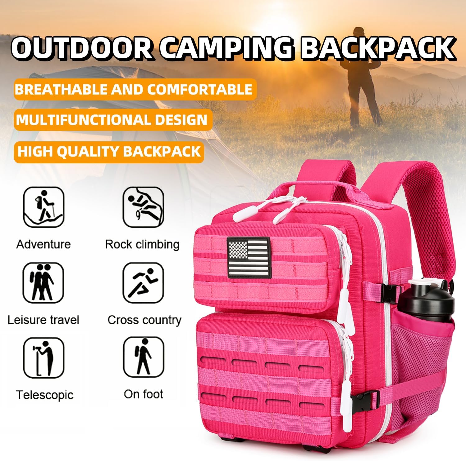 9L Mini Tactical Backpack for Men and Women Tactical Backpack Small for Hiking Small Tactical Bag Fitness Pack - Image 6