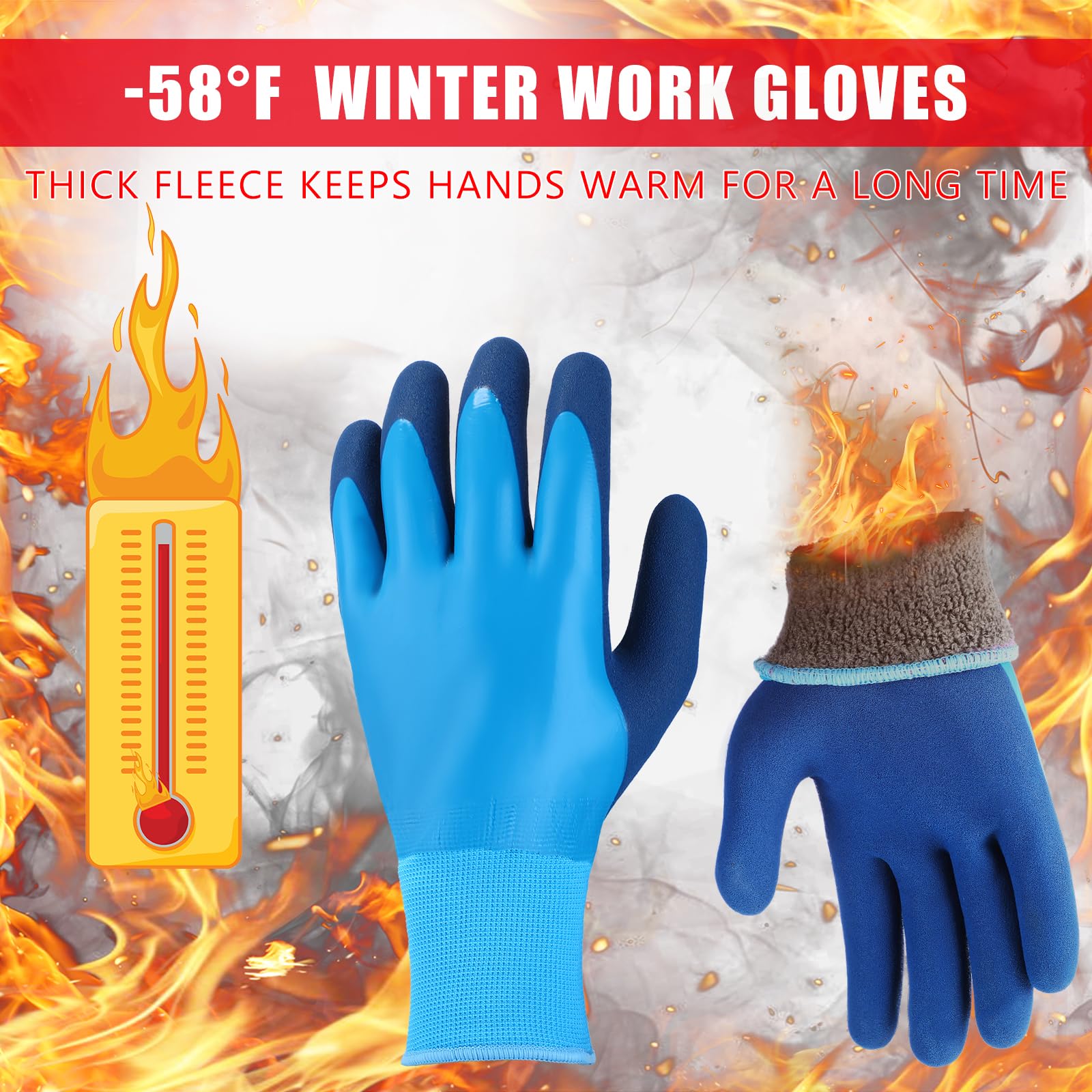 Handepo Guantes de trabajo de invierno para hombres y mujeres, impermeables, térmicos, para trabajar bajo cero pesca en hielo, color azul