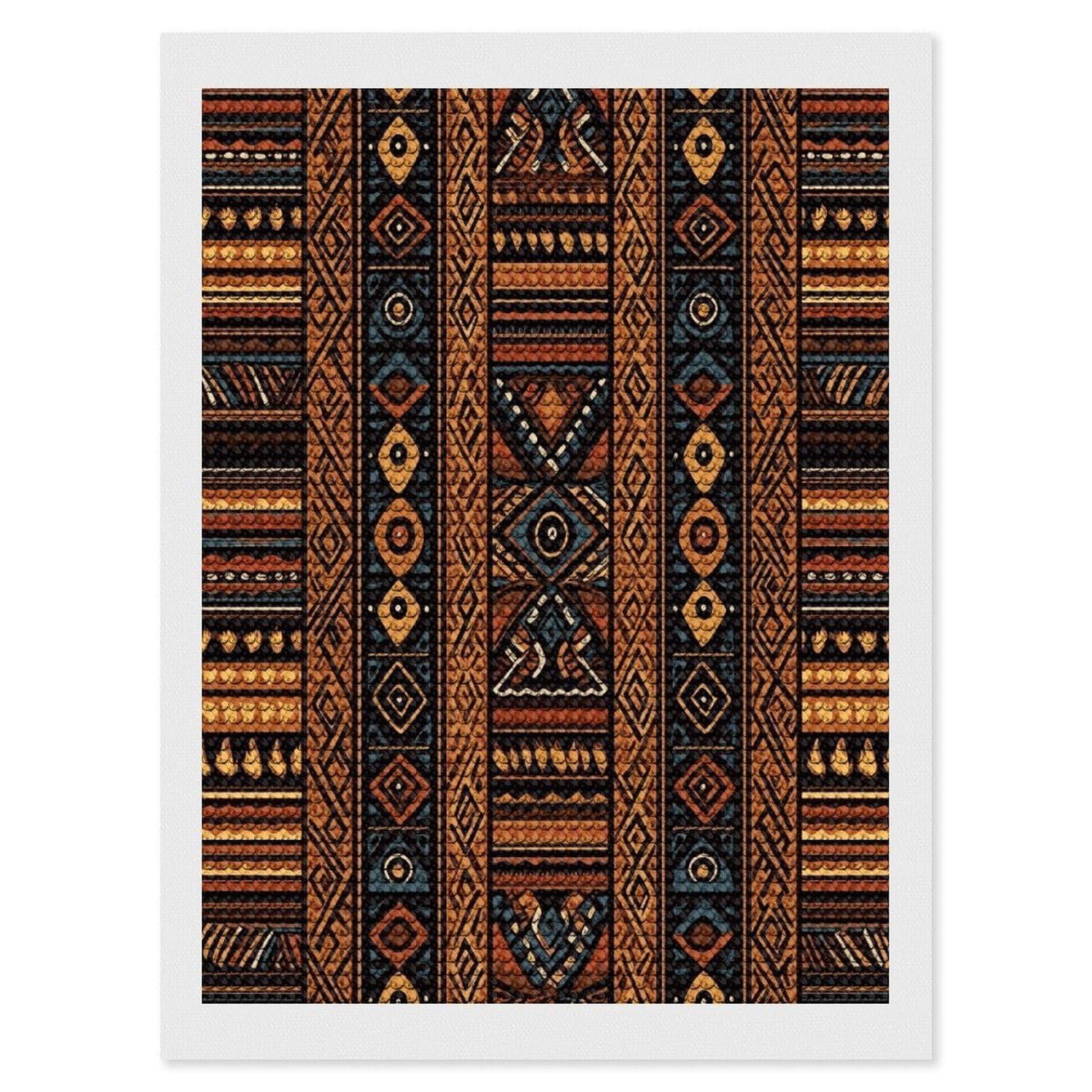 JTREHY Traditional African Design Pattern Diamond Art Kits Personalized DIY Round Diamond Painting Kits for Beginner Full Drill Diamonds Dots Paintings for Adults Gem Art Crafts Home Decor