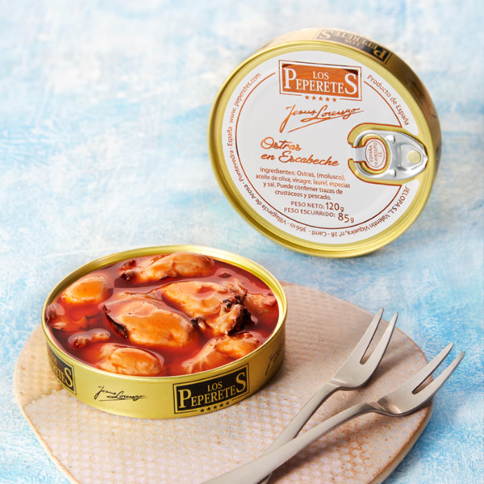 LOS PEPERETES Ostras del Atlántico 120 g Marisco Gallego Gourmet Conserva Artesanal