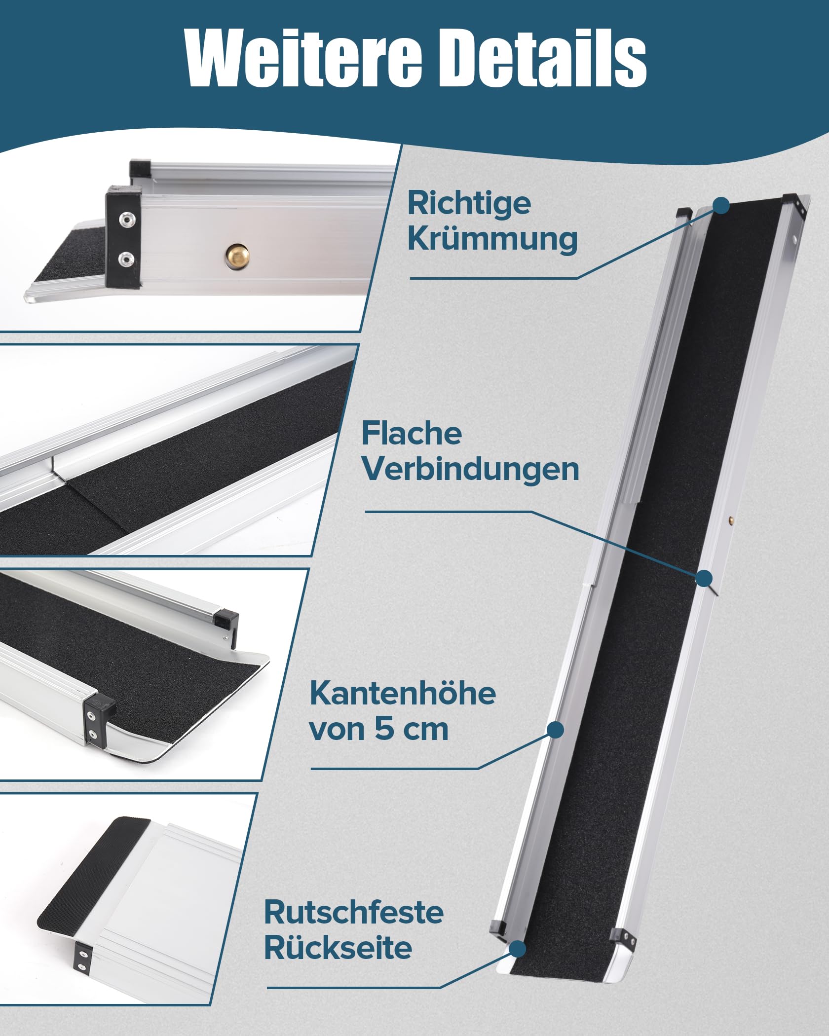 FoundGo Rampa telescópica para silla de ruedas, 2 unidades, máx. 300 kg, 74,5/121 cm, de aluminio, antideslizante, incluye bolsa de transporte, rampa de acceso para silla de ruedas manual, escaleras,