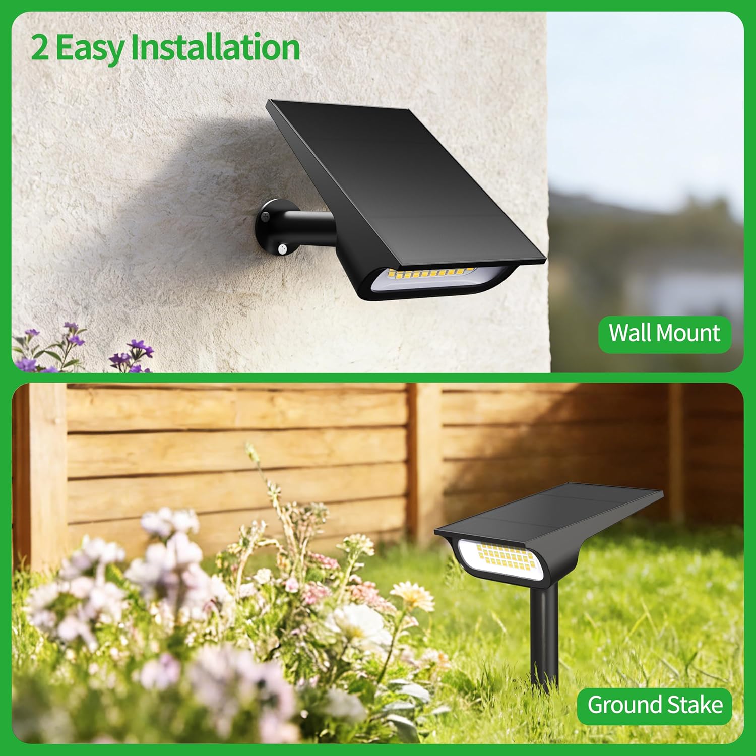 intelamp Solar Spot Lights Outdoor Waterproof, 4000mAh 3 Color LED Spotlight with Remote Timer Adjustable Brightness for House Wall Trees Flags Pools Yard Decor