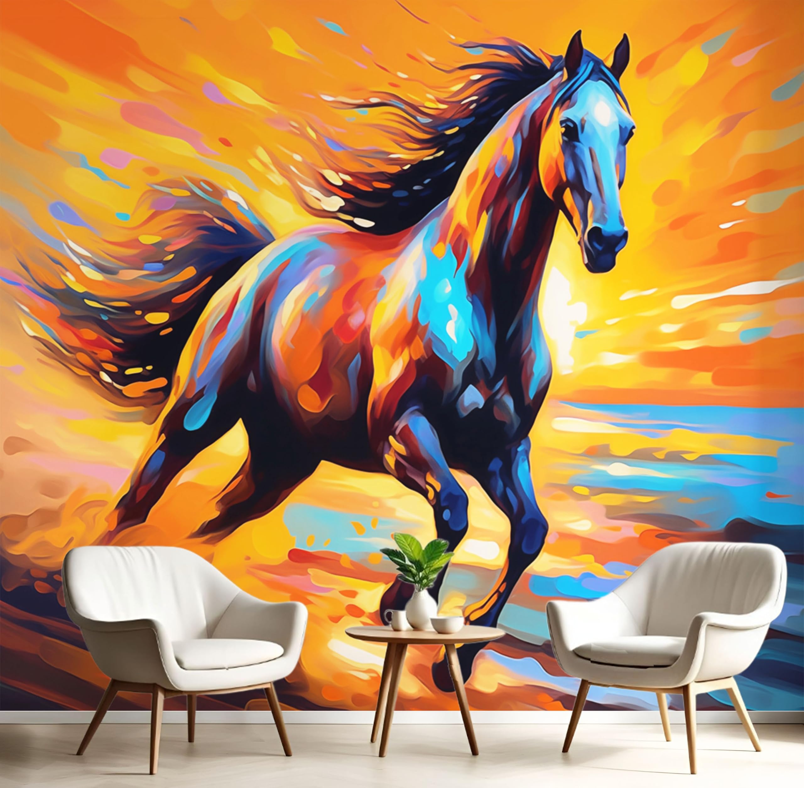 Papier Peint Panoramique Orange Brûlé Décoration Murale 300x210