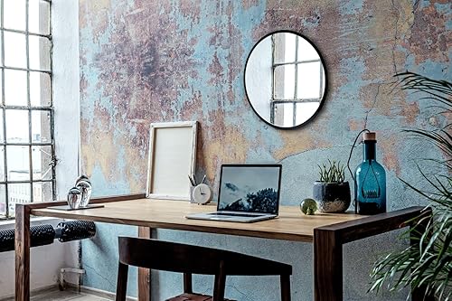 Miniatura 3 de Tulup - Espejo redondo de 39,3 pulgadas  39.4 in para baño, gran decoración, marco de cristal, color negro