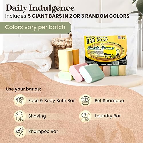 Miniatura 3 de Amish Farms Barra de jabón con arcilla de bentonita natural, fabricada en Estados Unidos, hidratante vegana para pieles sensibles, jabón de baño