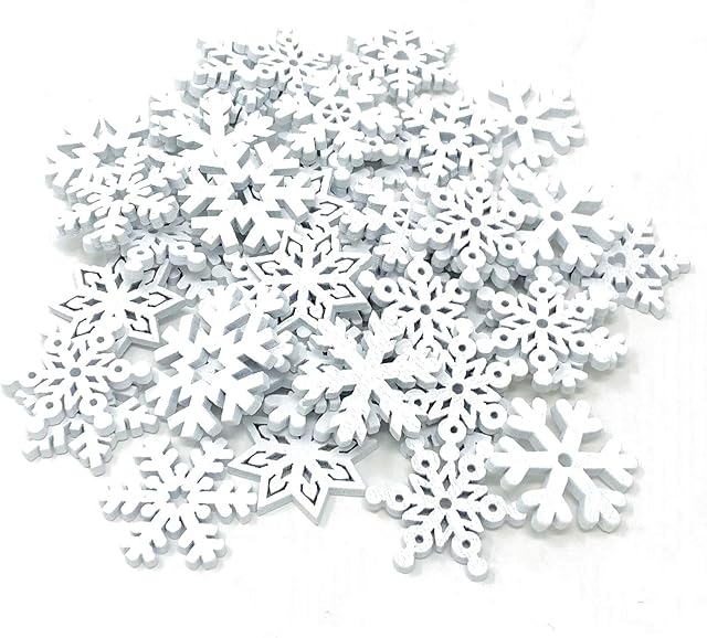Special Touches 50 Mix White Wooden Christmas Snowflakes for Cardmaking Embellishments