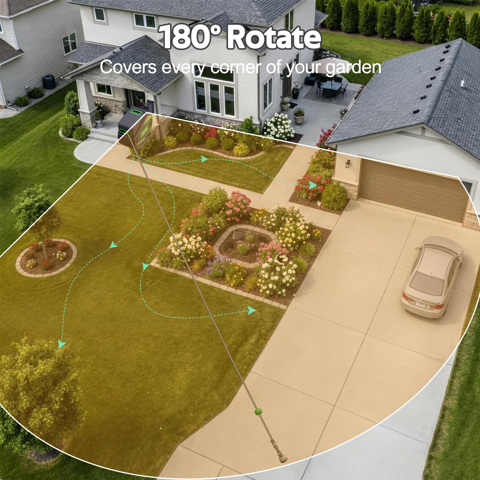 Enrouleur Tuyau Arrosage Mural 28+2m, Devidoir Automatique 180° Pivotant, Tuyau 1/2", Auto-Stop & Any-Lock, avec Pistolet d’Arrosage Multifonction et Adaptateur Robinet, pour Jardin, Voiture