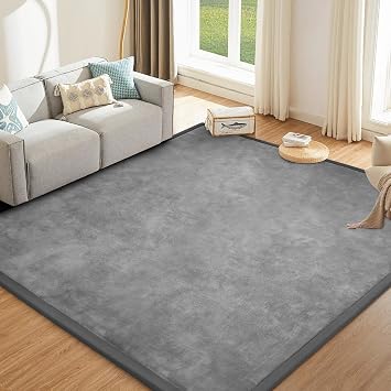 Baby Play Mat for Floor Nursery Rug Muscle Mat Area Rug Playroom Rug 79"x110" Playpen Mat Elastic Foam 1.3" Thick Crawling Mat for Babies,Toddlers, Infants, Kids,Grey