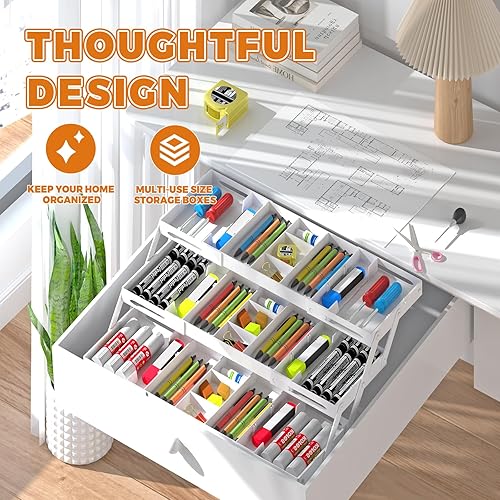 Miniatura 4 de Organizador de cajones de 3 niveles, organizador de cajones de basura expandible, organizador inteligente de suministros de oficina, organizador de