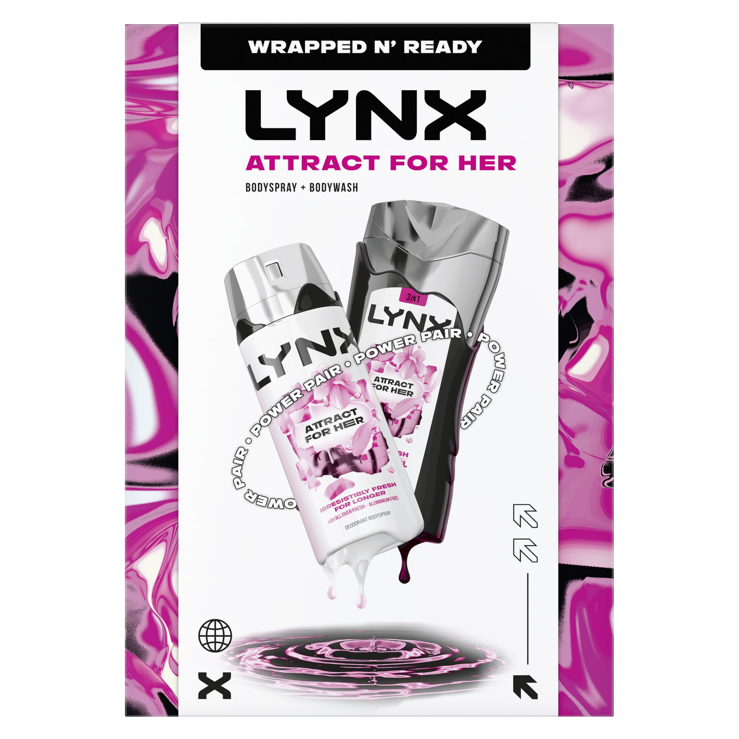 X2 Lynx Attract for Her Gift Set- 150ml Body Spray & 225ml Body Wash