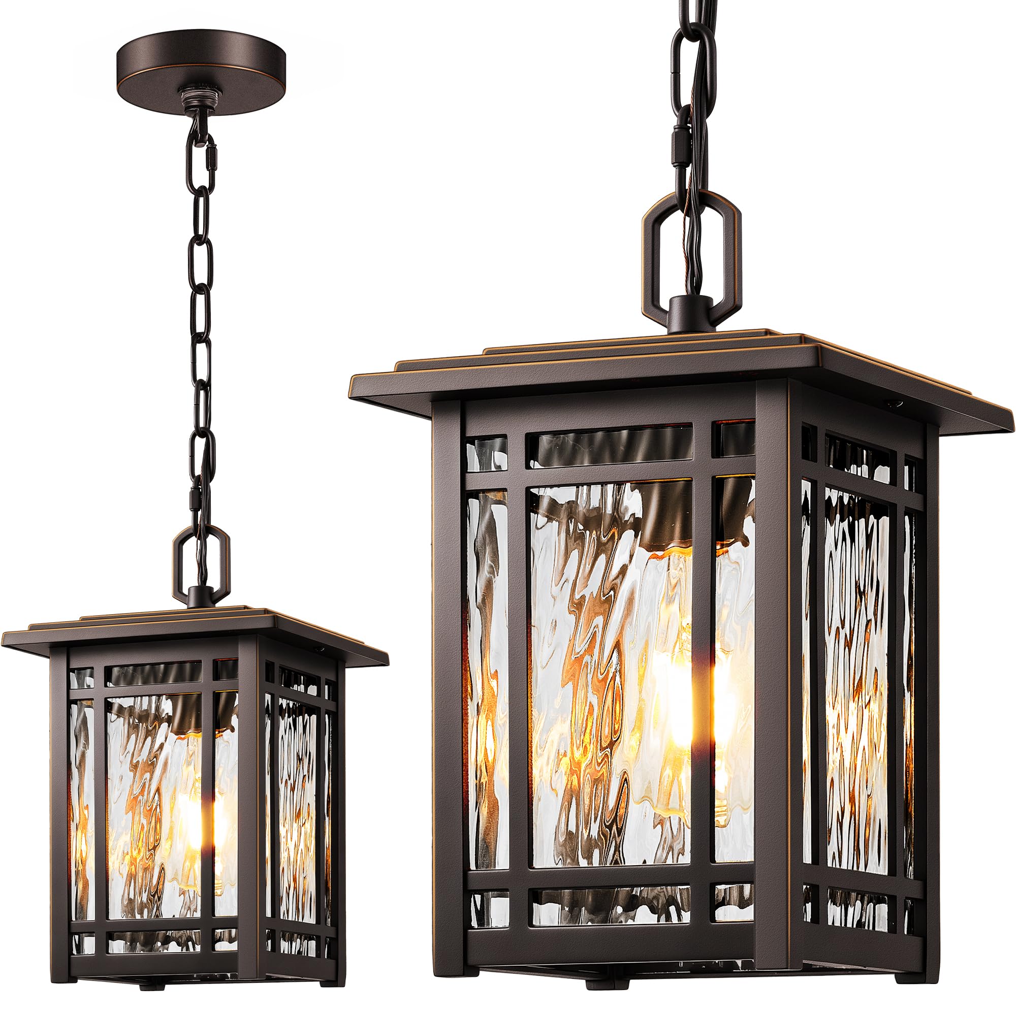 9'' H Hanging Porch Light, Bronze Exterior Hanging Pendant Light