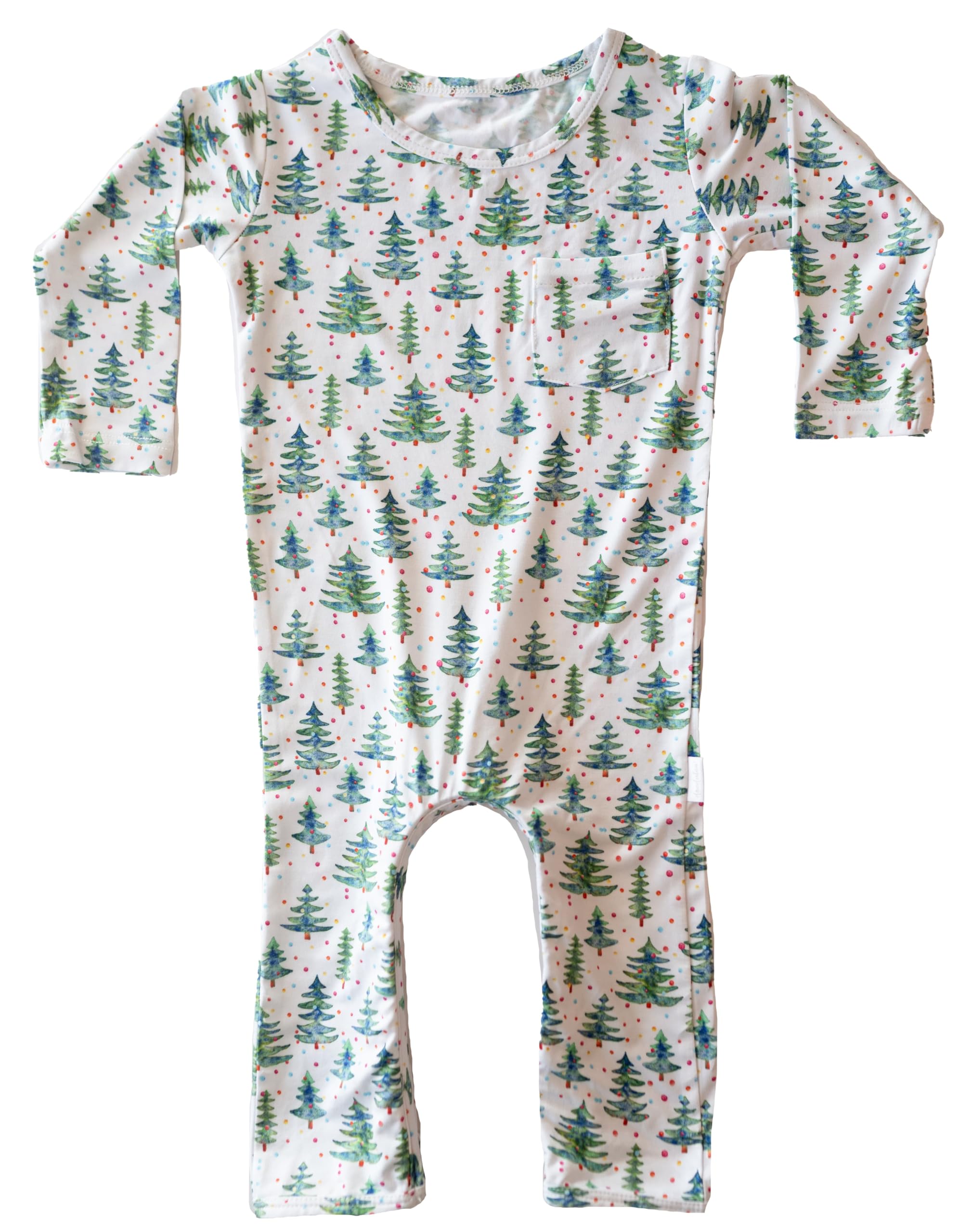 Doodalou Soft Bamboo Viscose Baby Romper - Christmas Collection - Lightweight, Pacifier Clip, Inseam Zipper