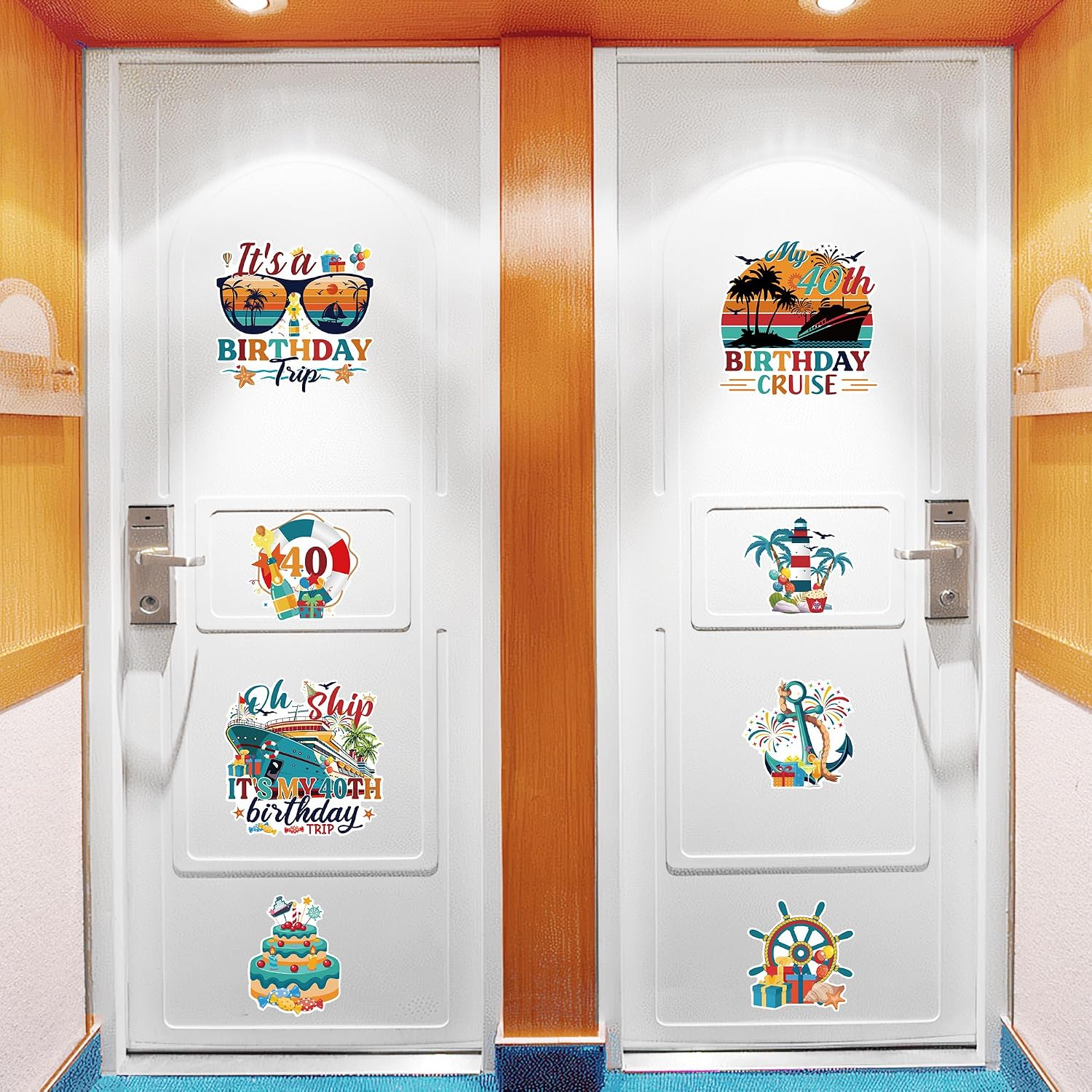 8 Pcs 40th Birthday Cruise Door Magnets image 4