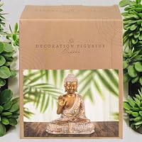 MIJOMA Arany-Fehér Vintage Buddha Szobor 21 cm Méretben Polirezinből, Mécses Tartóval - Spirituális Lakásdekoráció, Elegáns Ajándék 5