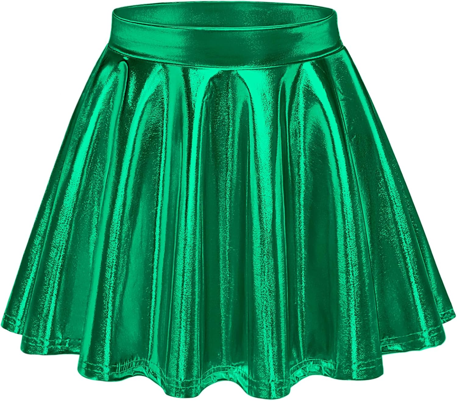 Auranso Girls Metallic Skater Skirt Sparkly Shiny Flared Pleated A-Line Mini Skort